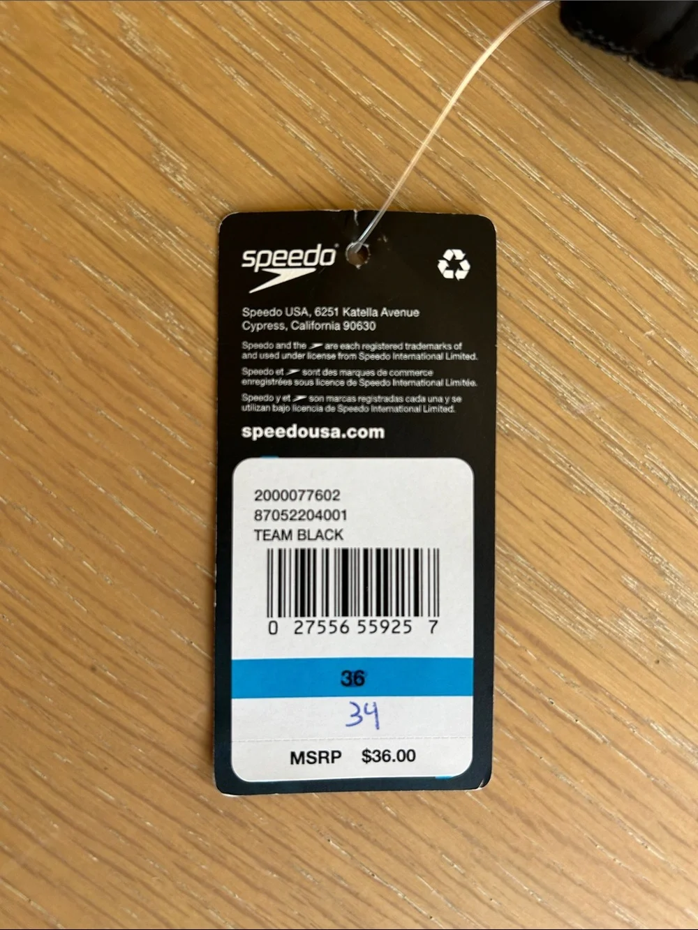 Speedo Men's Eco Prolt Solid Brief Swimsuit, Black, Size 34, NEW (tag states 36)